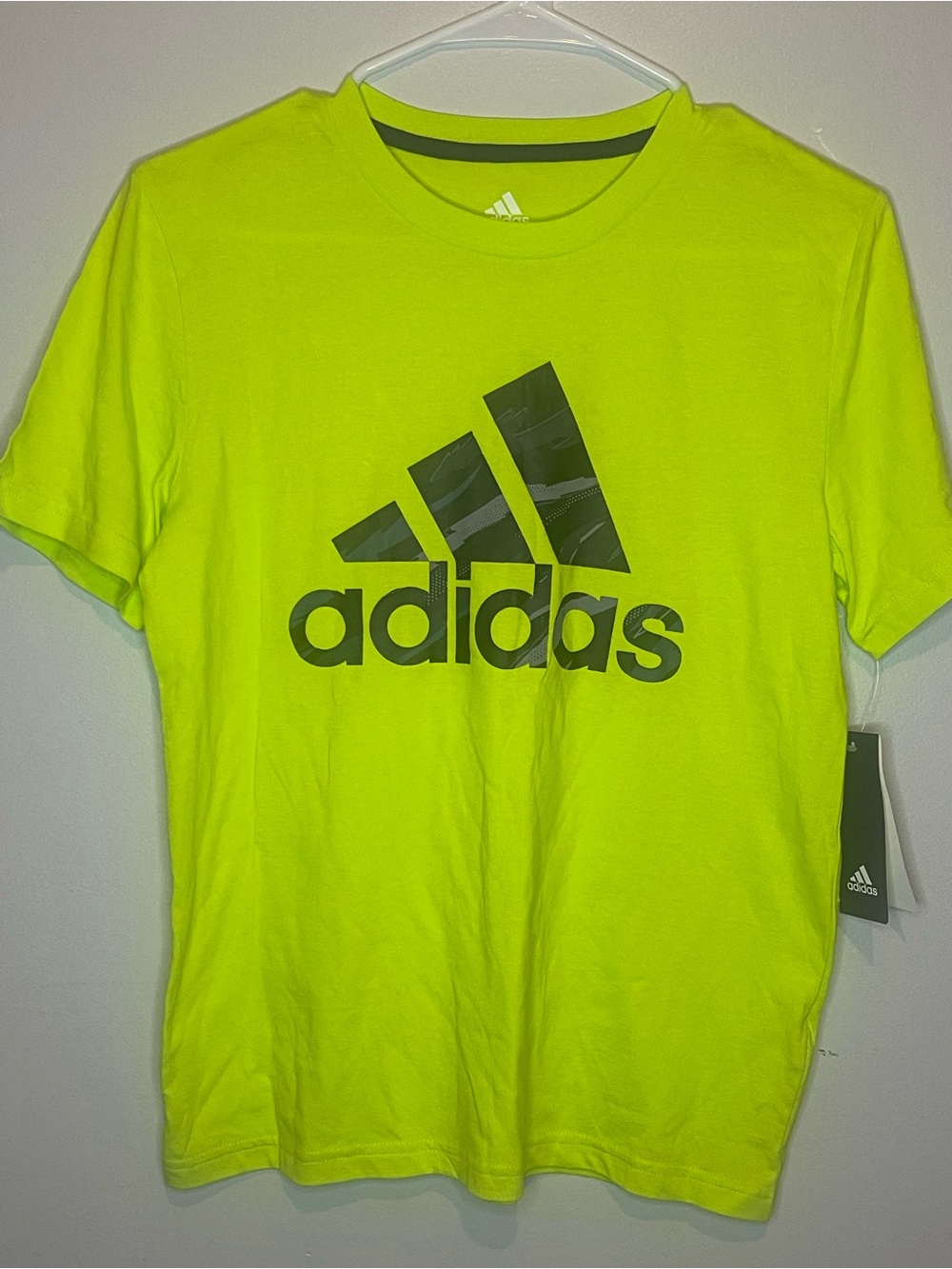 adidas Neon Lime Short Sleeve Tee with Black Logo